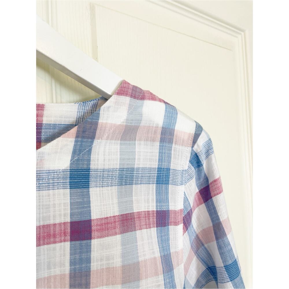 Barbour Harbourside Plaid Blouse Tie Hem Cotton Top NWT Sz 8 - Picture 5 of 10
